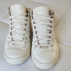 Jimmy Choo Cream High-Top Sneakers